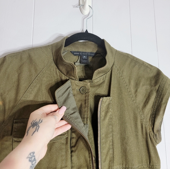 MARC by MARC JACOBS | Olive Green | Short Sleeve Utility Mini Dress | Size 8 - Picture 6 of 10